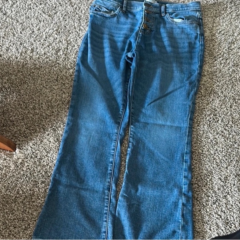 Kids Blue Bootcut Jeans with Button Fly